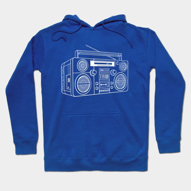 Boombox (White Lines) Analog / Music Hoodie by Analog Digital Visuals